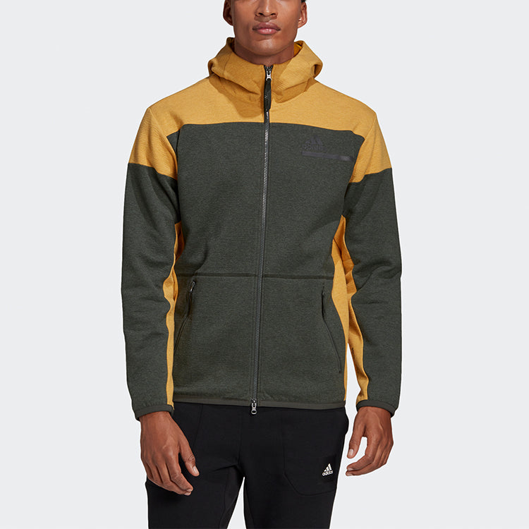 adidas Zne Fz M Winter Colorblock Fleece Lined Stay Warm Hooded Jacket Brown GU2079