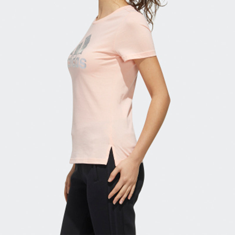 (WMNS) adidas Brand Large logo Printing Solid Color Short Sleeve Pink FM9293