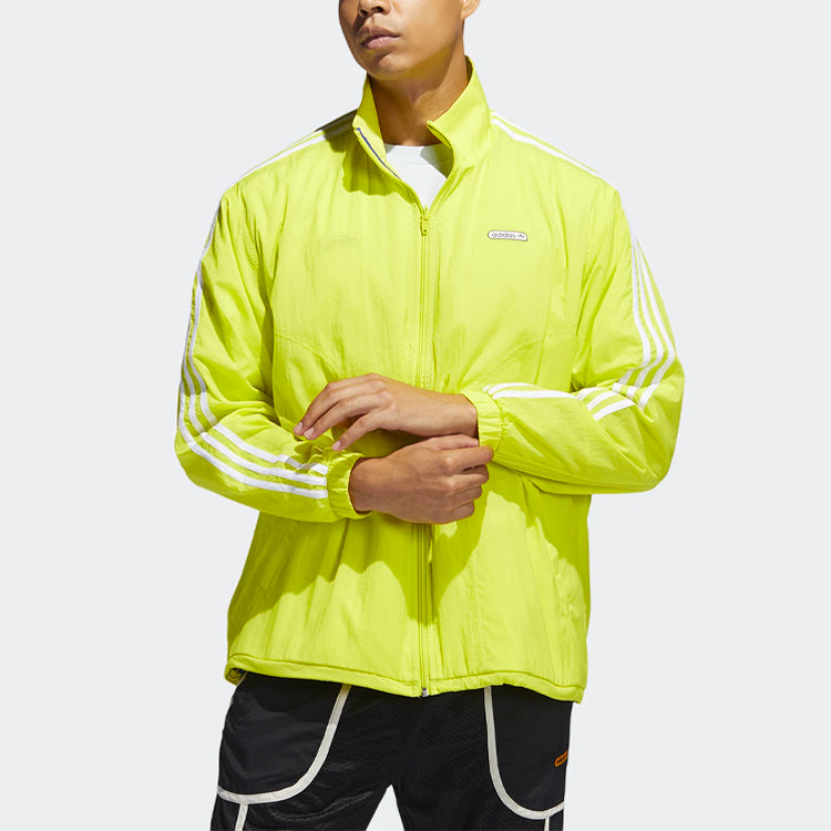 adidas originals Reverse Tt Casual Sports Reversible Stand Collar Zipper Jacket Yellow Green GN3818