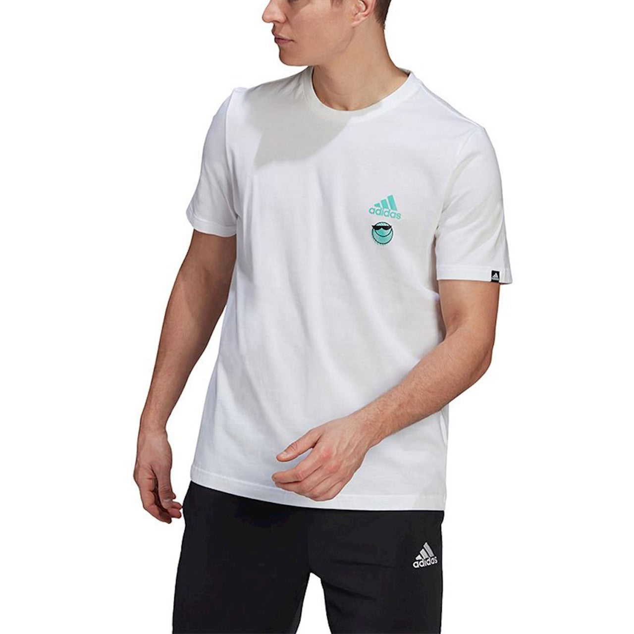 adidas Smiling Face Soccer/Football Printing Sports Short Sleeve White GL3488