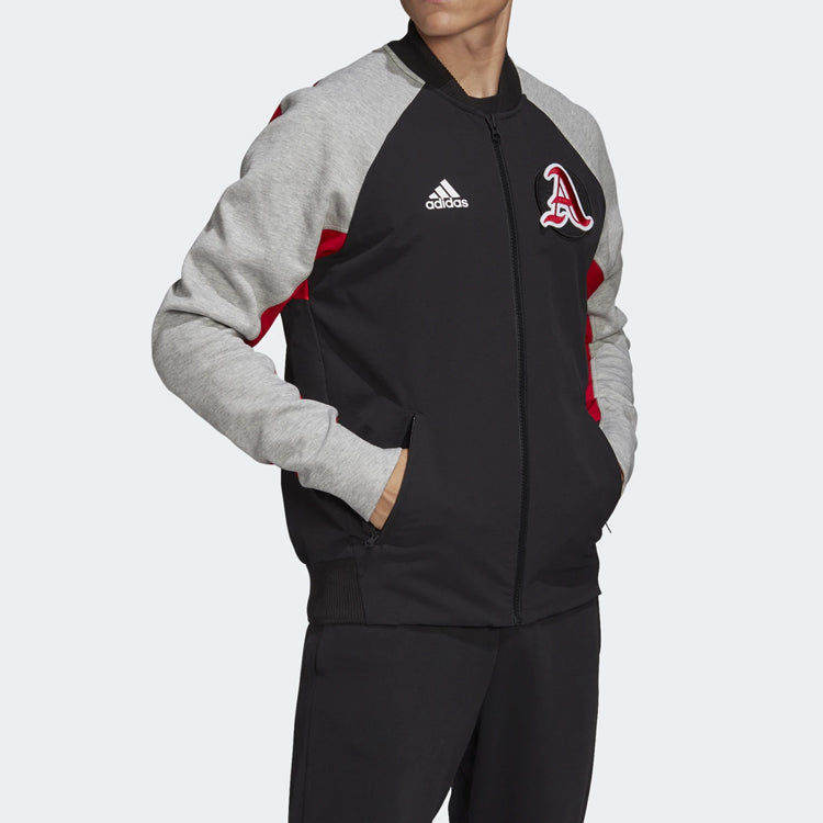 adidas Colorblock Sports baseball uniform aviator Jacket Black Red Gray FL3593