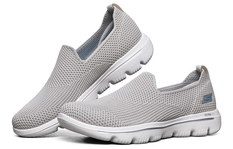 (WMNS) Skechers Go Walk Evolution Ultra Slip-On Shoes Gray/Chestnut 15761-TPE