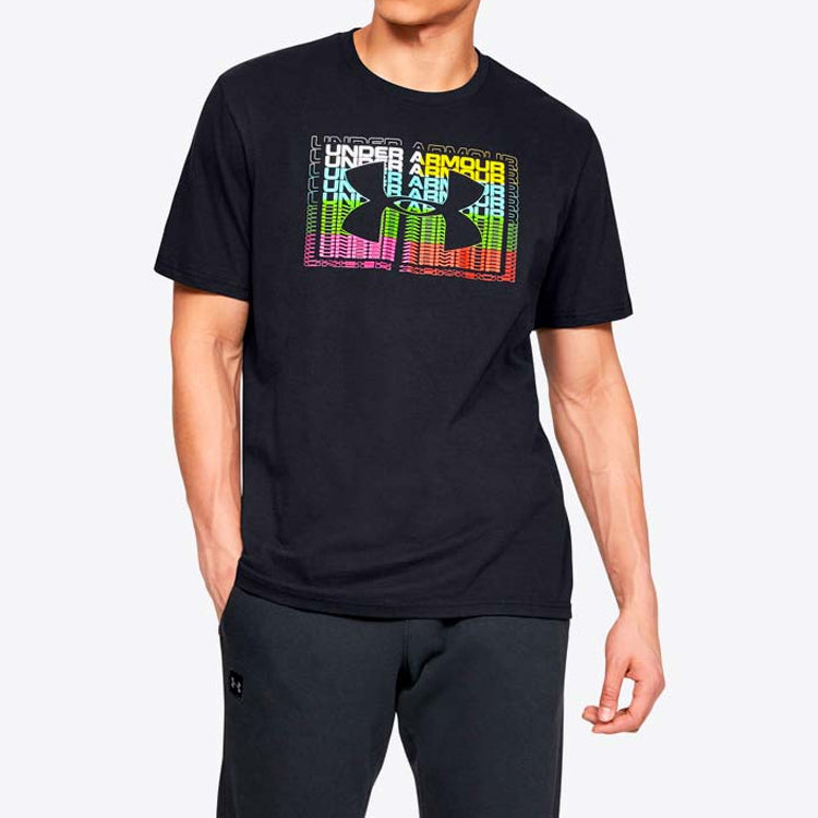 Men's Under Armour Multi Logo Training Sports Short Sleeve Black 1348433-001