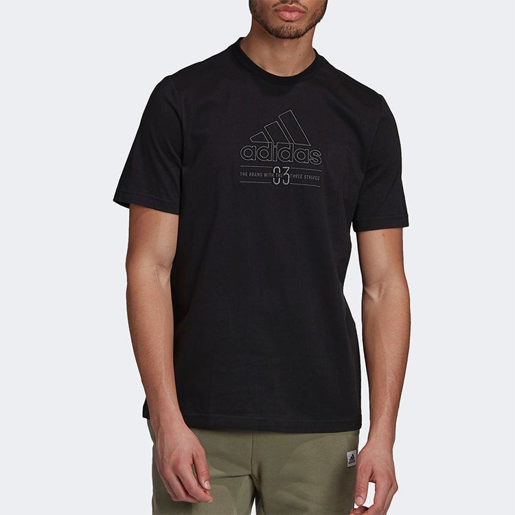 adidas logo Printing Sports Short Sleeve Black GD3843