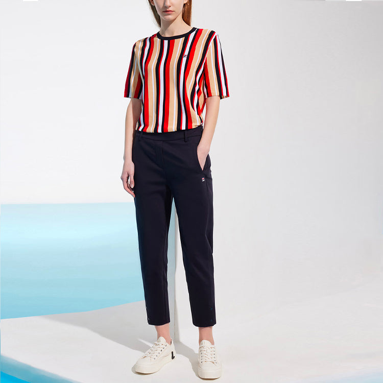 (WMNS) FILA Solid Color Straight Knit Casual Pants Blue F11W121601F-NV