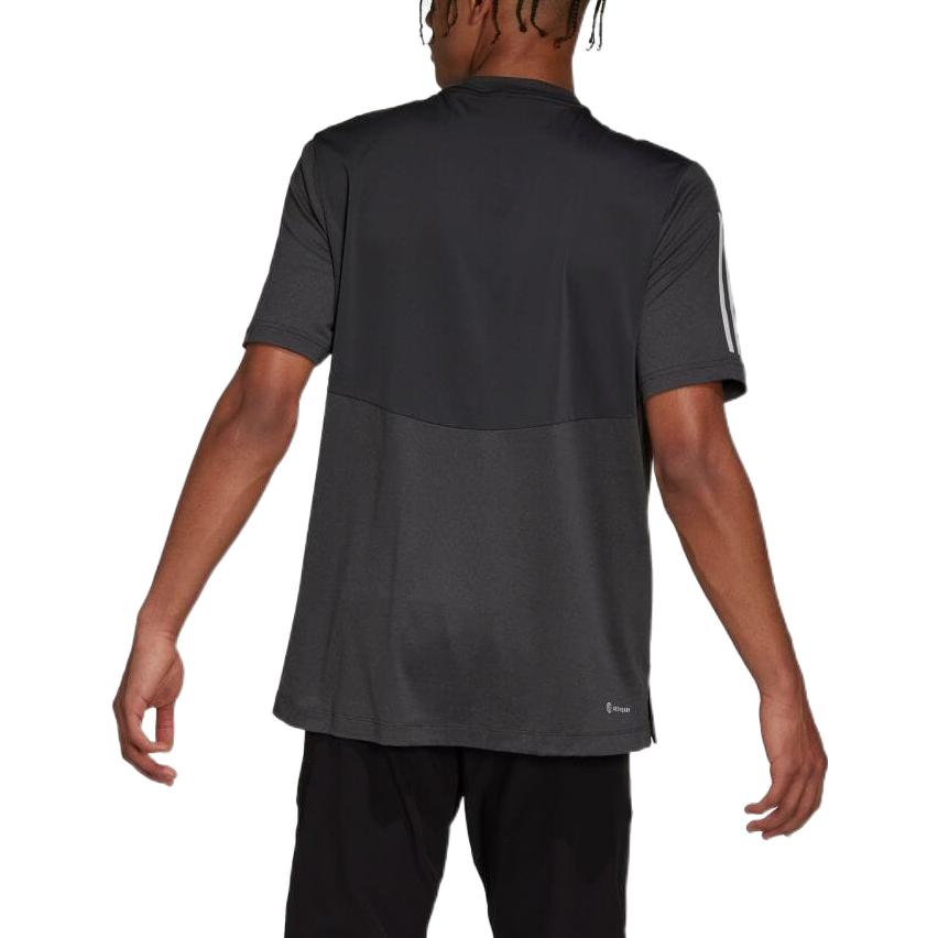 Men's adidas Alphabet Logo Stripe Printing Round Neck Pullover Short Sleeve Gray T-Shirt HD3550