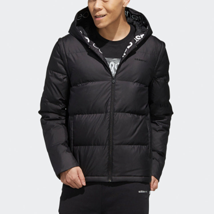 adidas neo Windproof Keep Warm Hooded Down Jacket Black FK3502