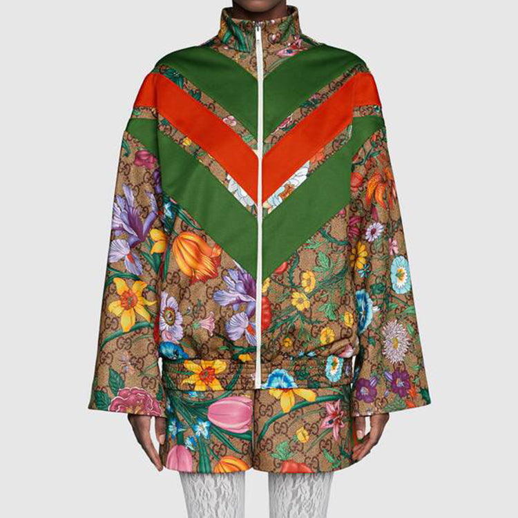 (WMNS) Gucci GG Floral Printed Zipper Jacket For Brown 605443-XJB9B-2103