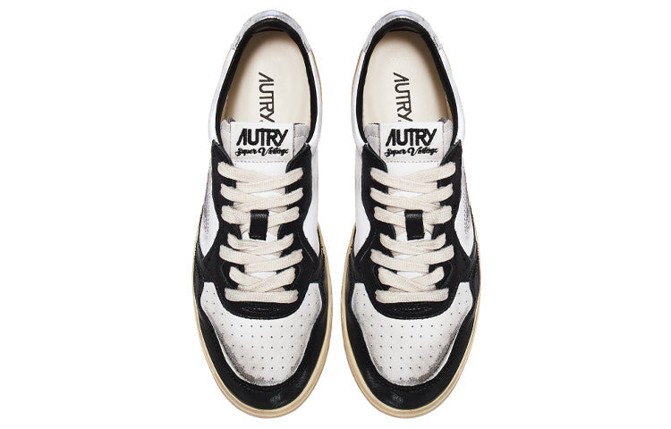Autry Medalist Super Vintage Leather Low Sneakers 'White Black Silver' AVLM-SV11