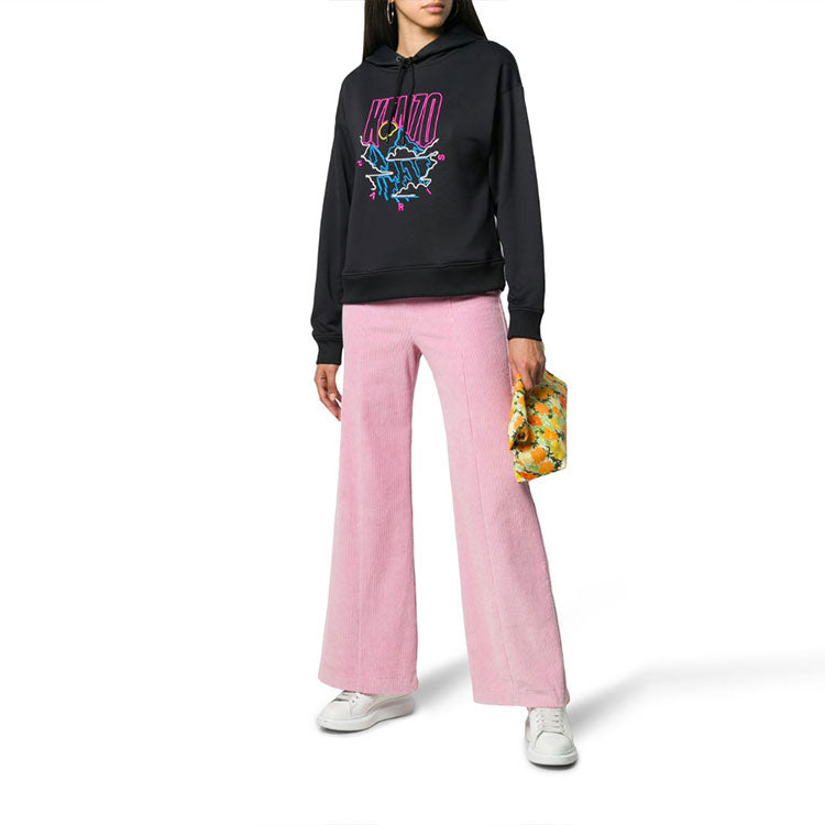 (WMNS) KENZO Abstract Embroidered Pattern Hoodie Black F962SW861958-99