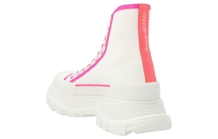 (WMNS) Alexander McQueen Tread Slick Lace-Up Boots 'White Pink' 697082W4MV59895