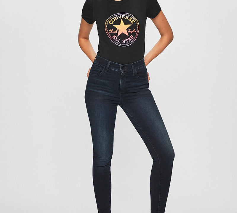 (WMNS) Converse Printing Sports Short Sleeve Black 10017088-A02