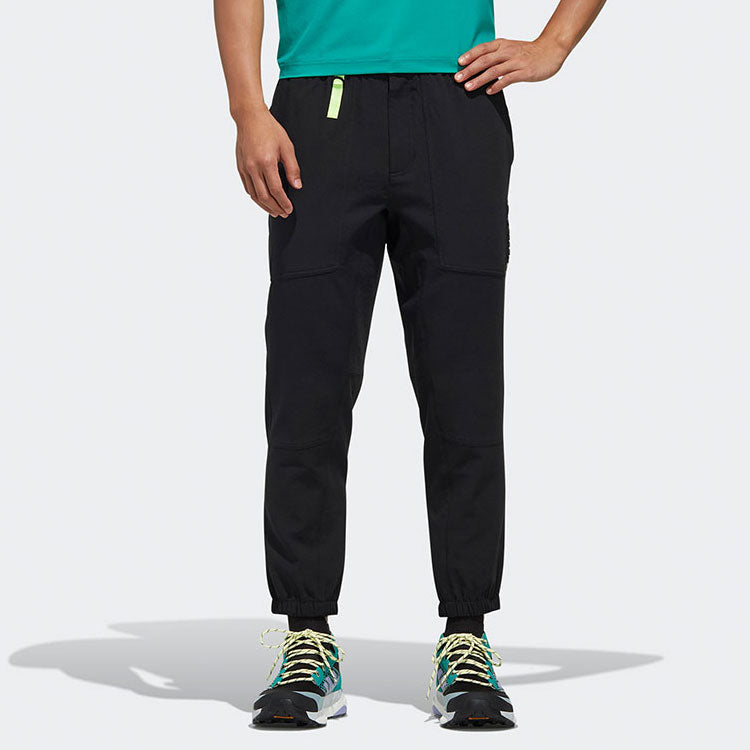 Men's adidas Solid Color Outdoor Sports Woven Breathable Long Pants/Trousers Black FN0857