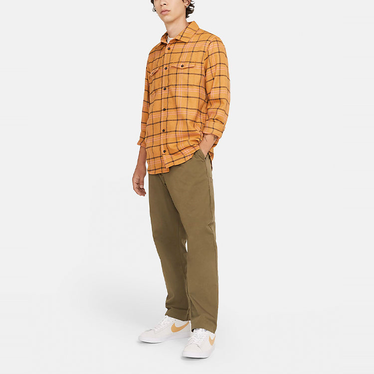 Nike SB Skateboard flannel Skateboard Plaid Long Sleeves Sports Shirt Jacket Yellow CK5315-712