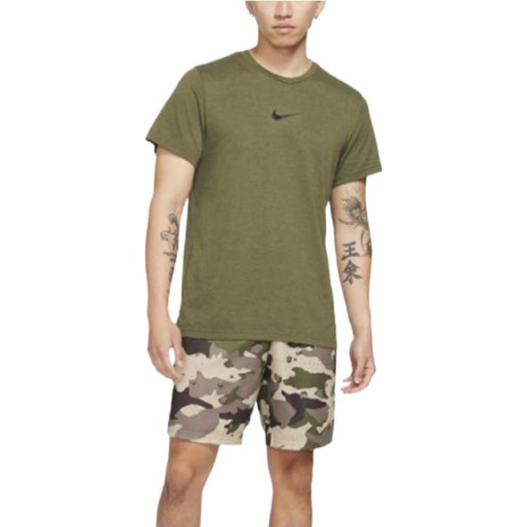 Men's Nike Solid Color Training Alphabet Logo Printing Short Sleeve Green T-Shirt DD1829-326