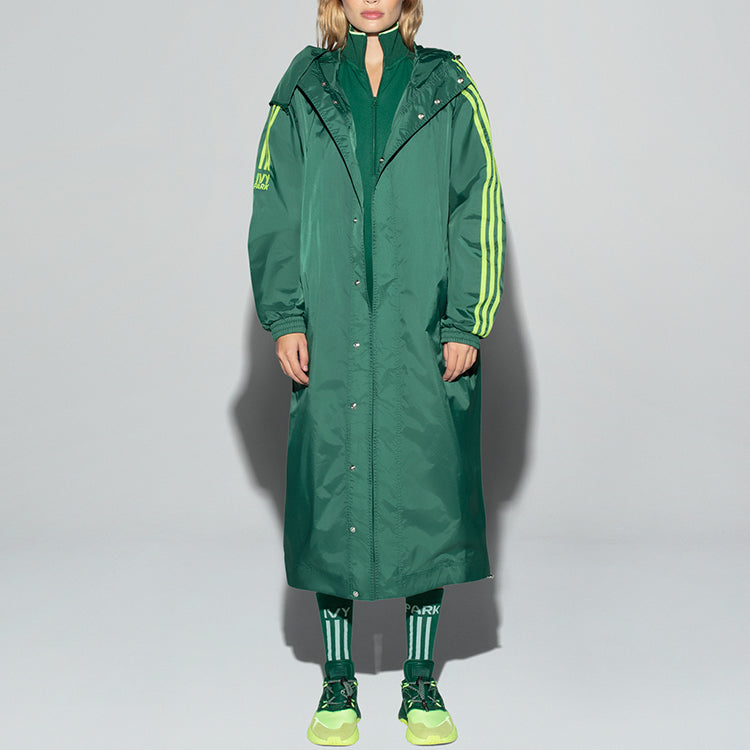 adidas originals x IVY PARK Crossover Solid Color Stripe Long Hooded Jacket Couple Style Green GM8669