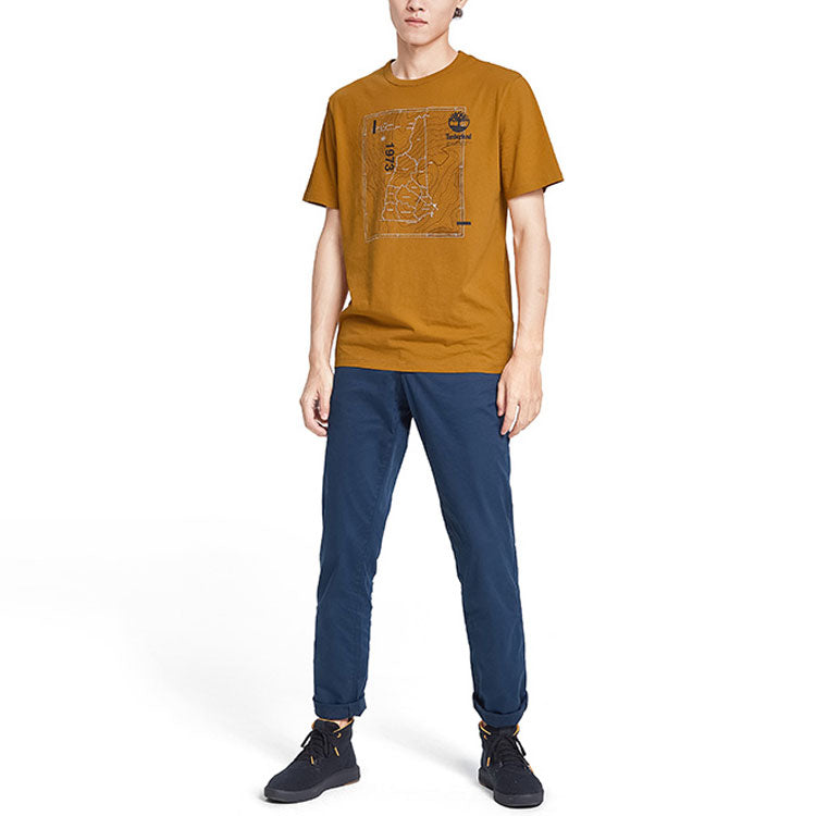 Men's Timberland Map Pattern Printing Short Sleeve Small A2EV8-P47
