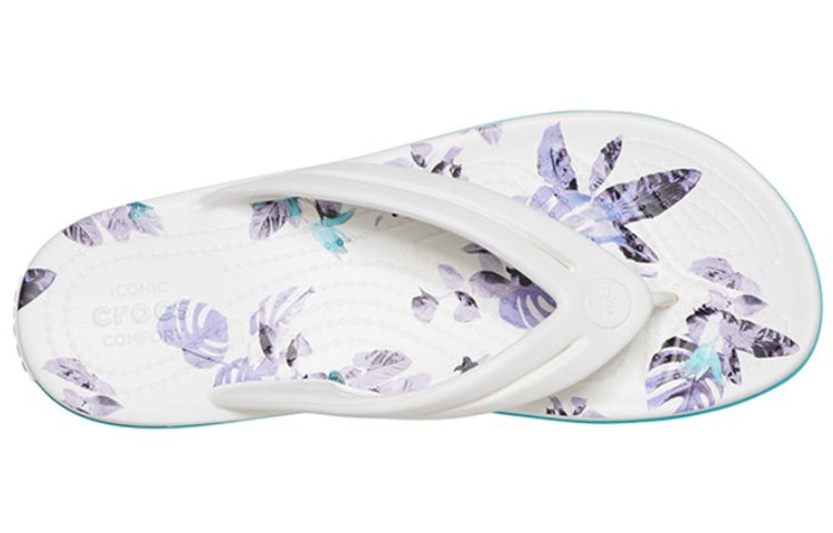 (WMNS) Crocs Crocband Flowers Flip-Flops White 206101-1C8