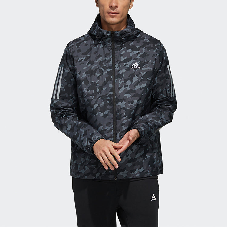 adidas Ai Wb Camo Camouflage Windproof Casual Sports Hooded Jacket Black EH3803