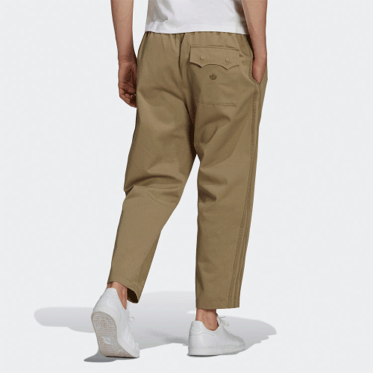 Men's adidas originals C Twill Pant Solid Color Side Stripe Sports Pants/Trousers/Joggers Khaki HG4866