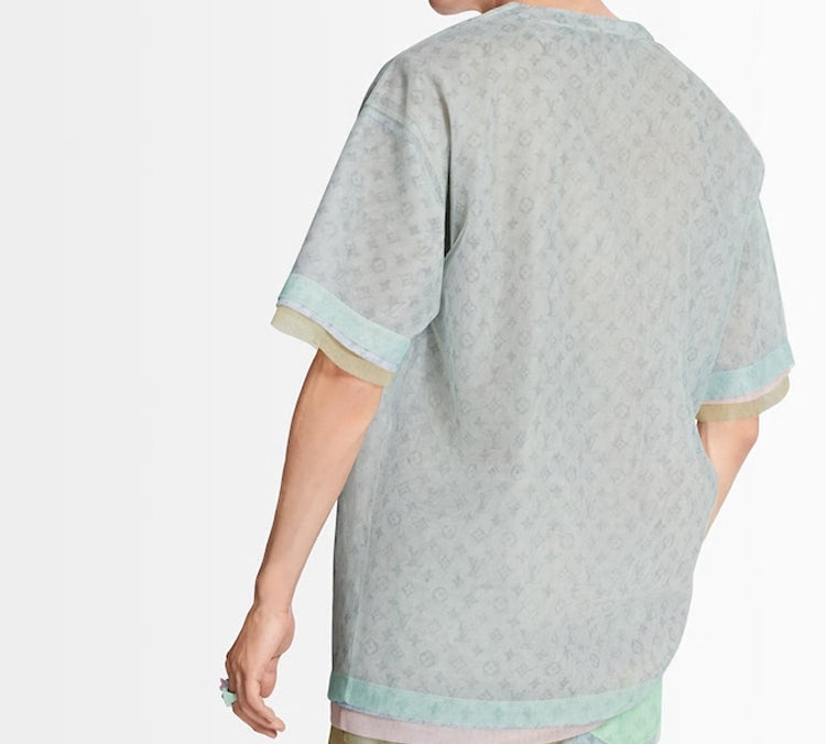 LOUIS VUITTON Monogram Short Sleeve Unisex Gray White 1A7QKT