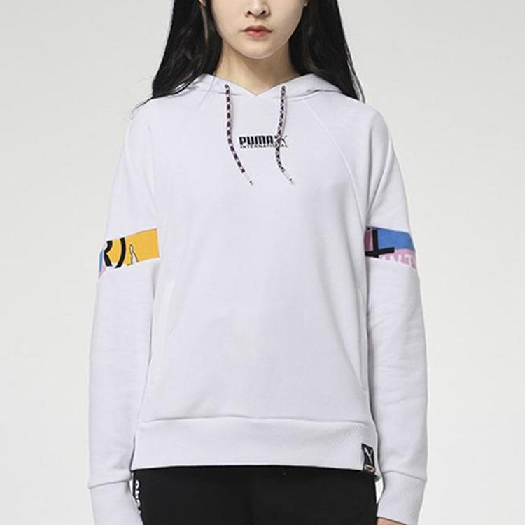 (WMNS) PUMA International Hoodie 'White Black' 531351-02