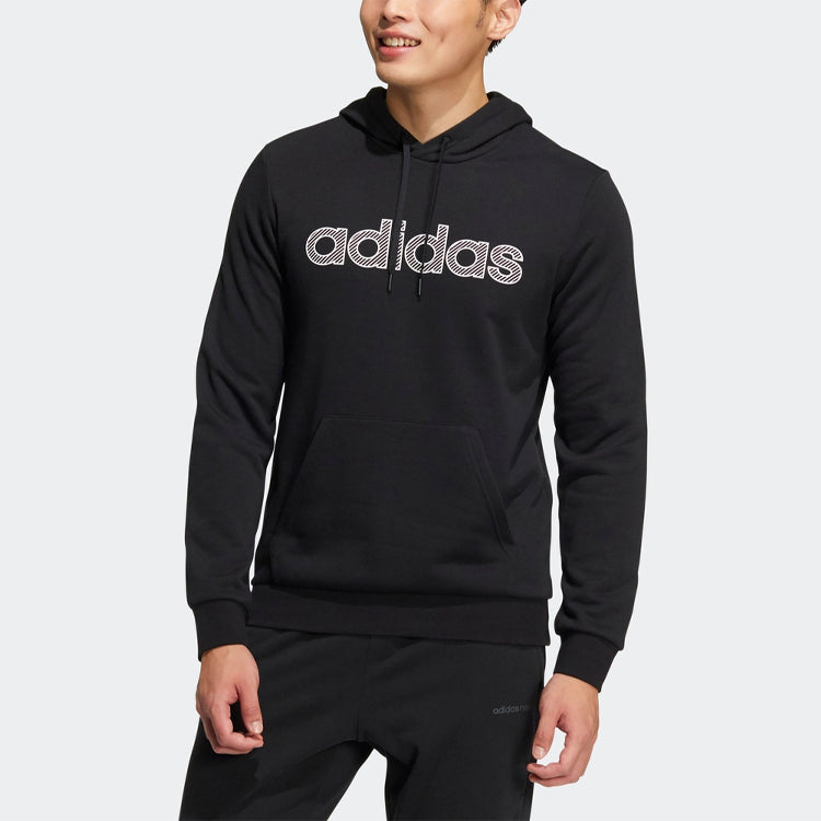 Men's adidas neo Alphabet Printing Drawstring Athleisure Casual Sports Black HD4688