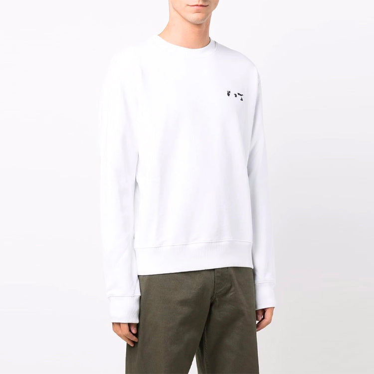 Off-White FW21 Logo Pattern Round Neck Long Sleeves Ordinary Version White OMBA025F21FLE0010110