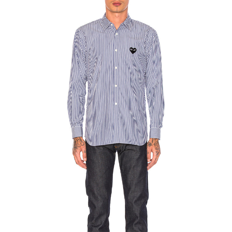 COMME des GARCONS PLAY Black Emblem Striped Button Down 'Blue' AZ-B008-051-1