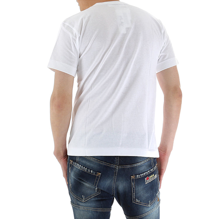 COMME des GARCONS PLAY Blue polka dots Large Small Pattern Short Sleeve White AZT238