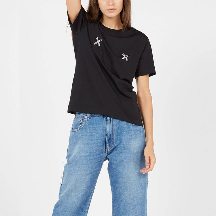 KENZO FW20 Alphabet Logo Printing Loose Short Sleeve Black FA62TS9104SJ-99
