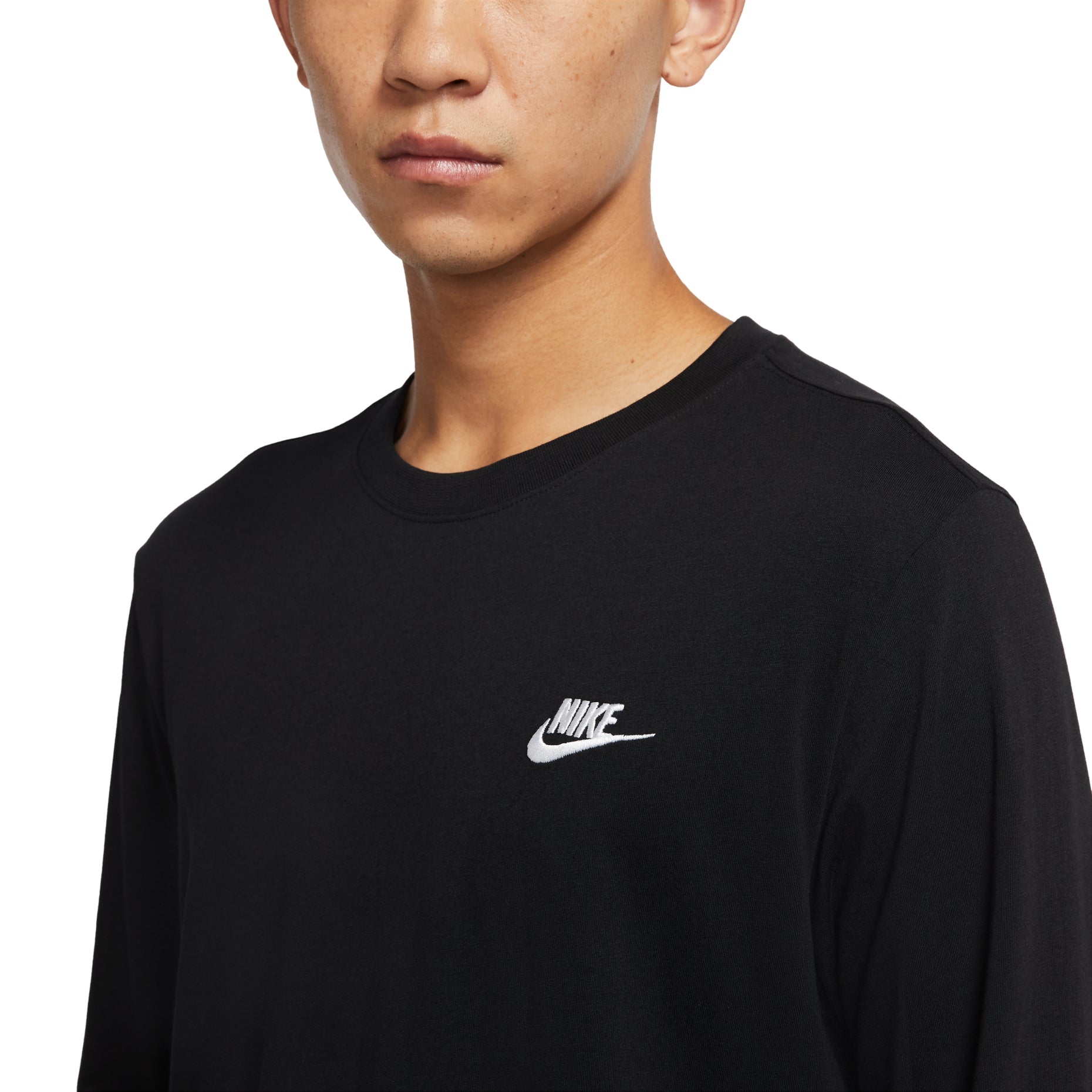 Men's Nike Embroidered Logo Loose Sports Running Long Sleeves Black T-Shirt AR5194-010