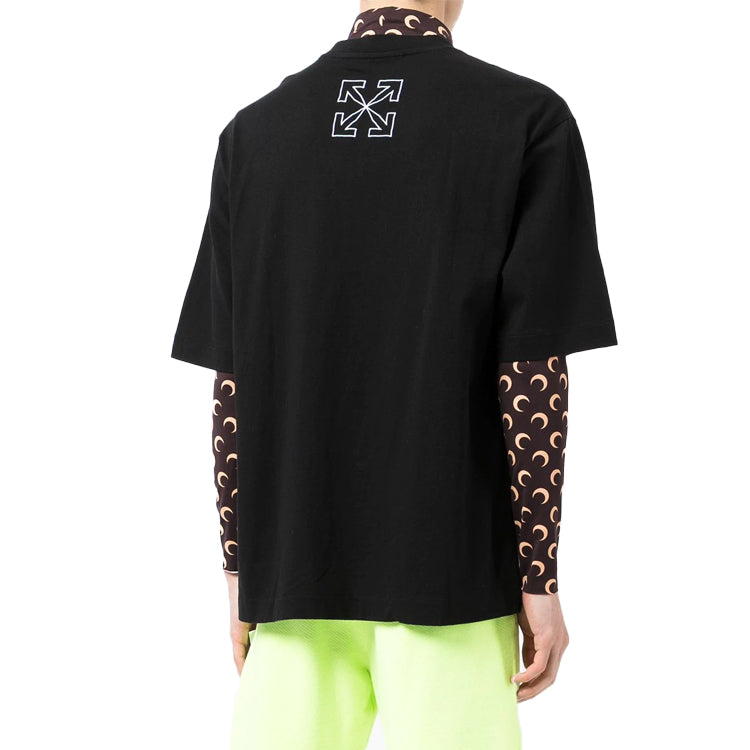 Men's Off-White FW21 Arrow Pattern Alphabet Short Sleeve Loose Fit Black T-Shirt OMAA119F21JER0071001