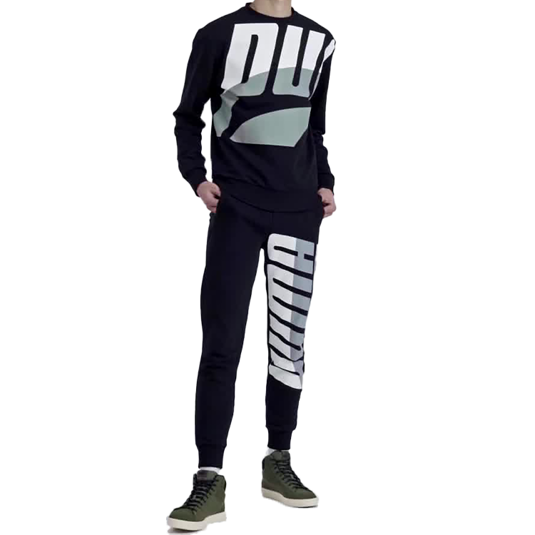 PUMA Loud Printing Round Neck Long Sleeves Black 577647-01