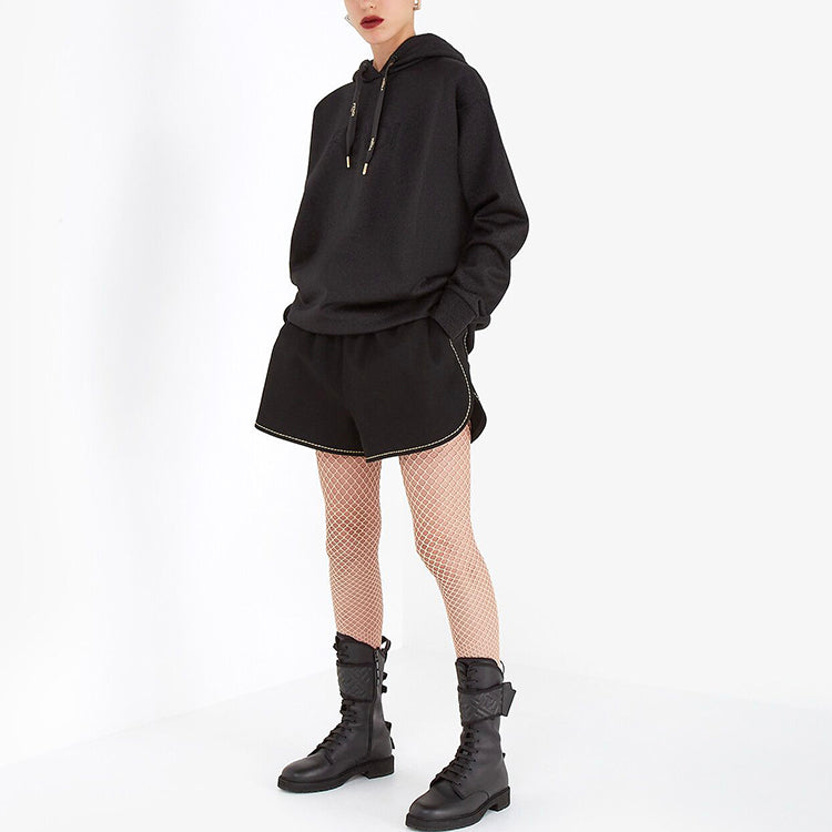 (WMNS) FENDI Lurex Casual Sports Hoodie Black FS7263AC43F0GME