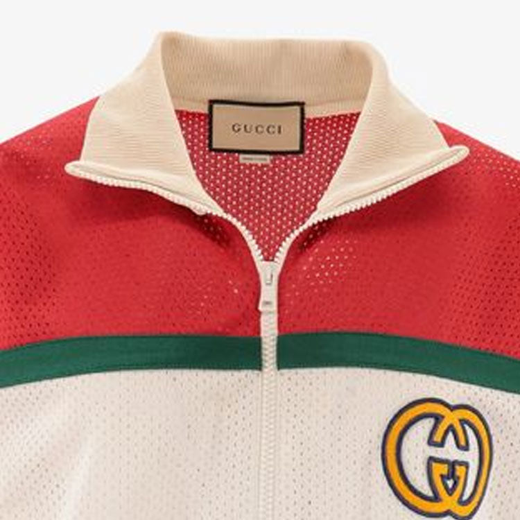 Gucci Mesh Fabric Zip Jacket 'Off White Red' 737369-XJFFK-9212