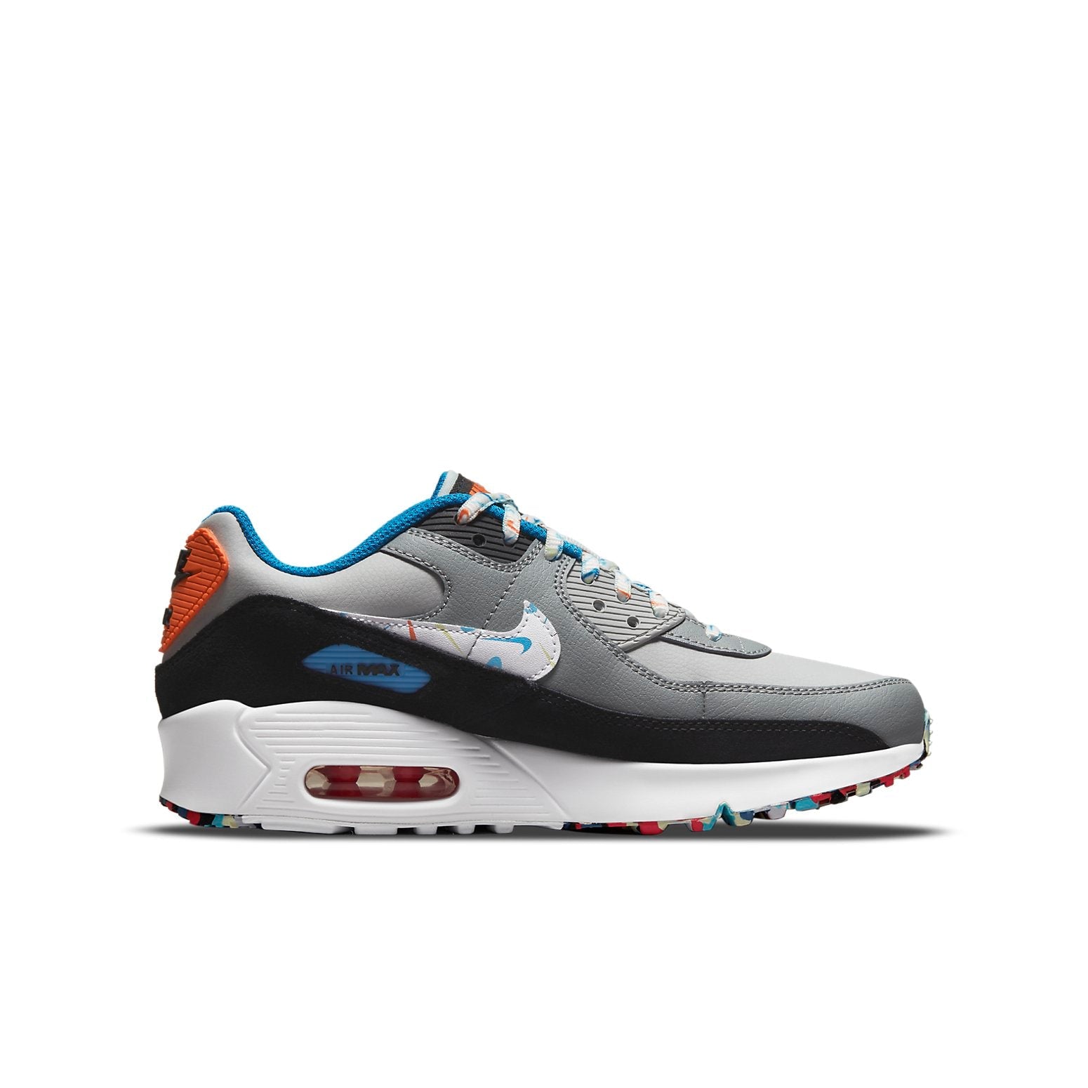 (GS) Nike Air Max 90 Leather 'Grey Fog Multi Swoosh' DM7594-001