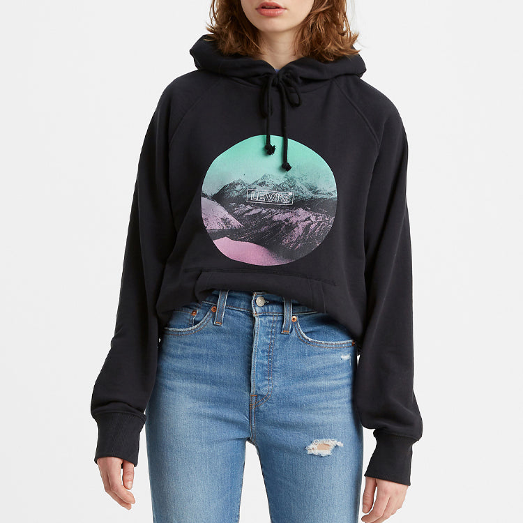(WMNS) Levi's Printing Long Sleeves Hoodie 'Black' 35946-0241