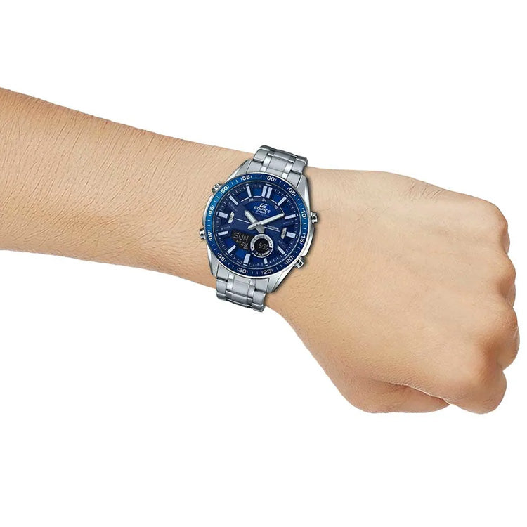 CASIO EDIFICE Blue Dial Mens Blue Analog/Digital Combo EFV-C100D-2