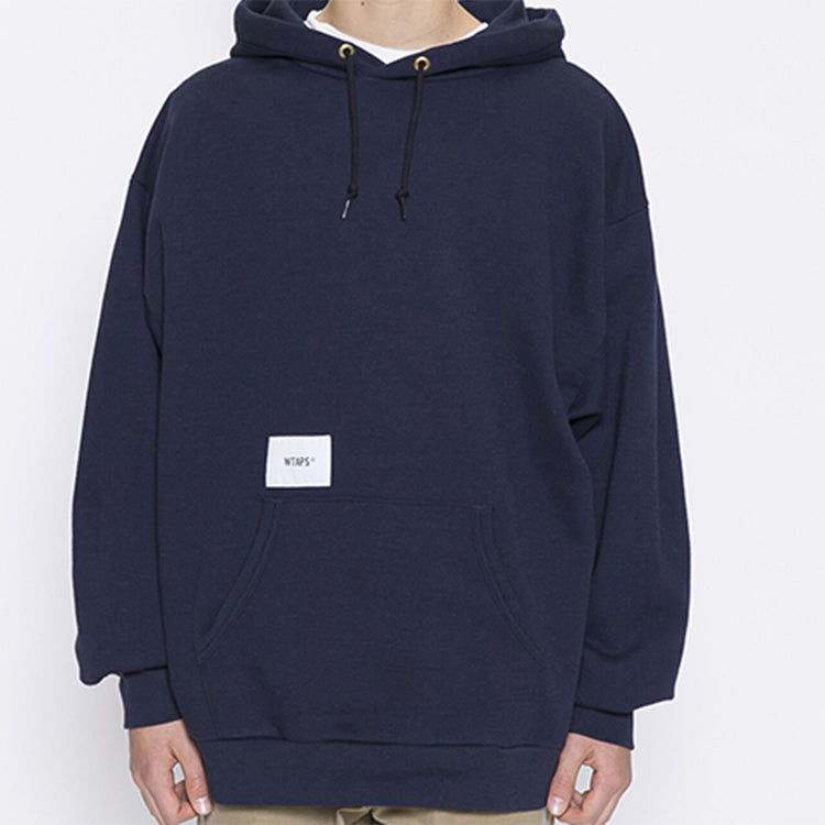 WTAPS Dawn. Design Hooded Sweatshirt. Copo Letters Printed Unisex Navy Blue 201ATDT-CSM18