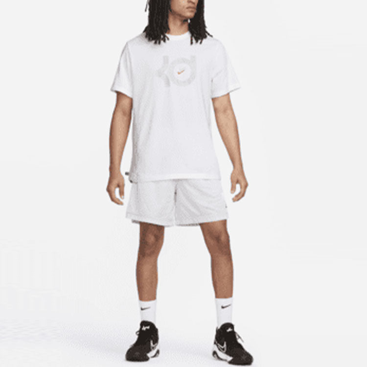 Nike Dri-FIT KD Logo Geometry Pattern Printing Solid Color Short Sleeve White DQ1876-100