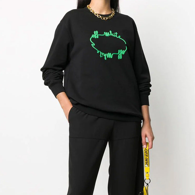 (WMNS) Off-White FW20 logo Knitted Loose Black OWBA055E20FLE0061055