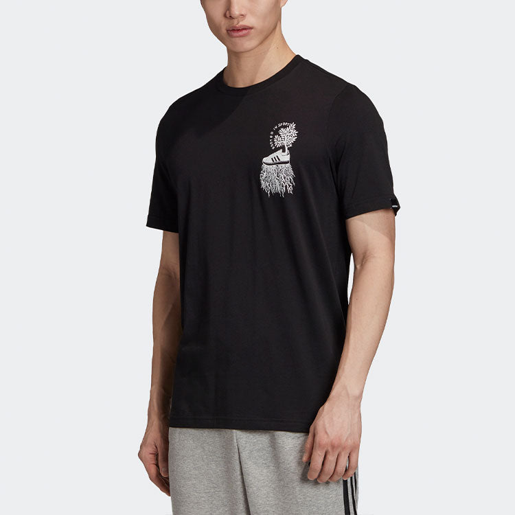 adidas M Ris T Sports Training Printing Logo Round Neck Short Sleeve Black GD5920