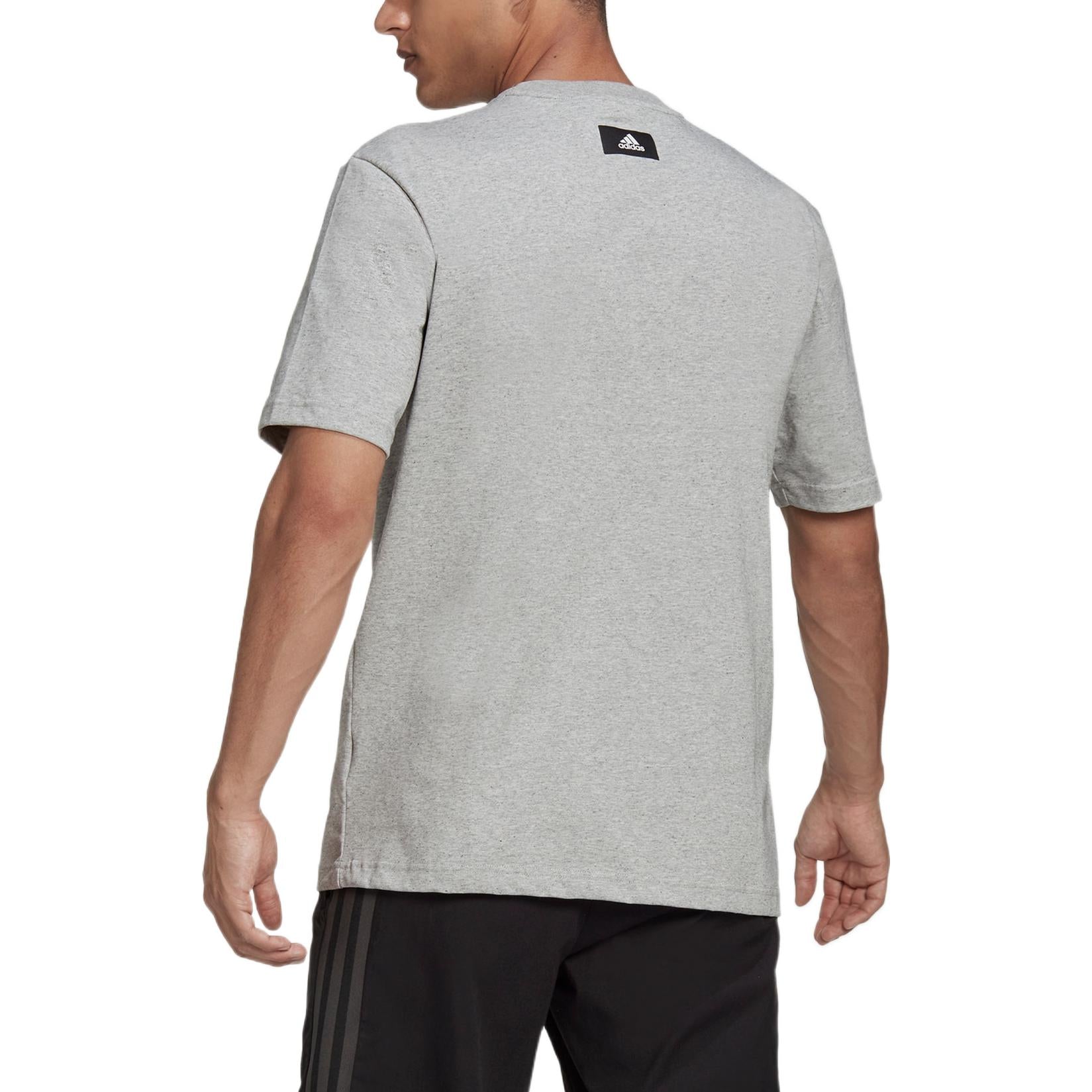 Men's adidas Logo Printing Pattern Round Neck Pullover Short Sleeve Gray T-Shirt HA7682