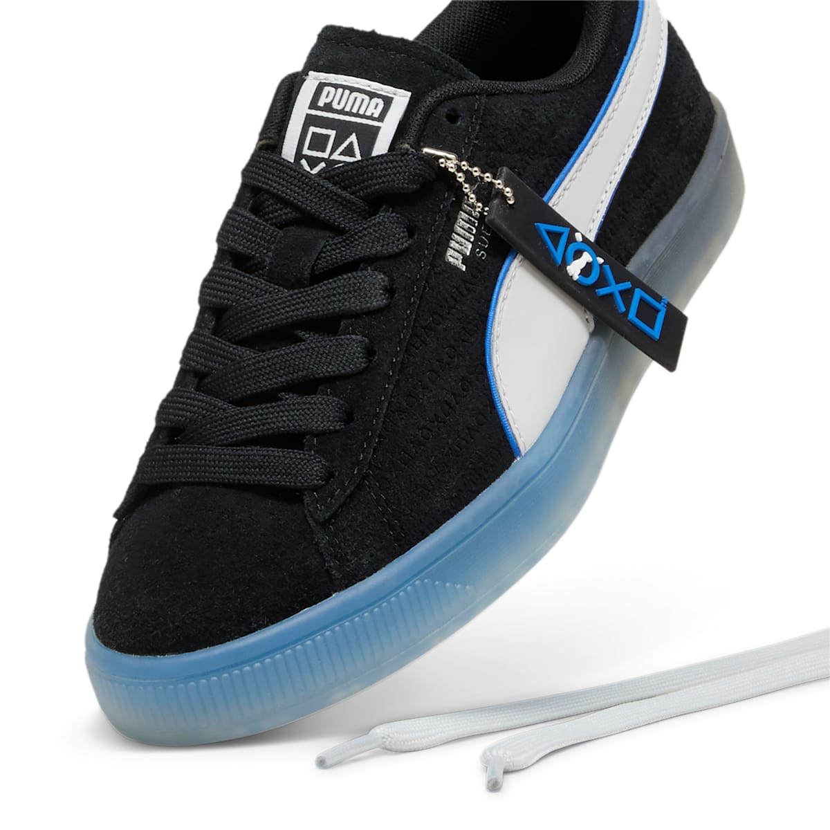 (GS) PUMA PlayStation Suede 'Black Glacial Grey' 396655-02