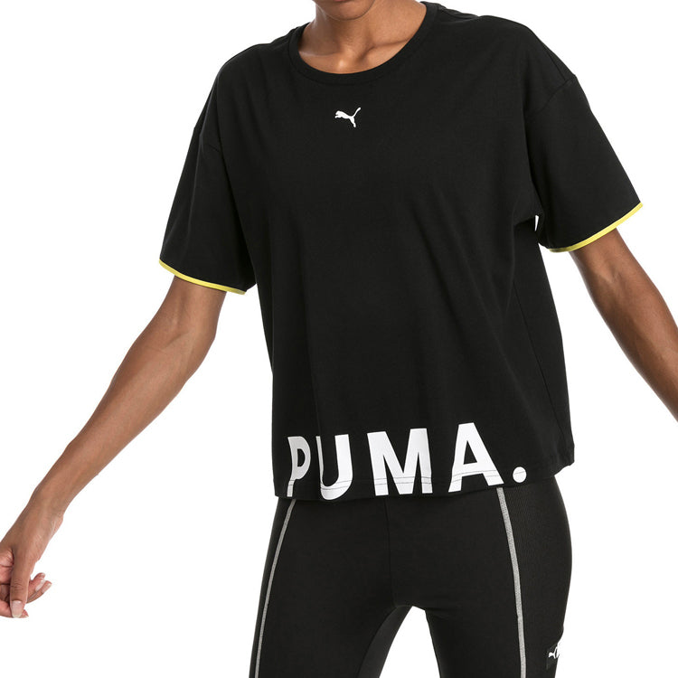 (WMNS) PUMA CHASE Printing Round-neck Black 579140-01