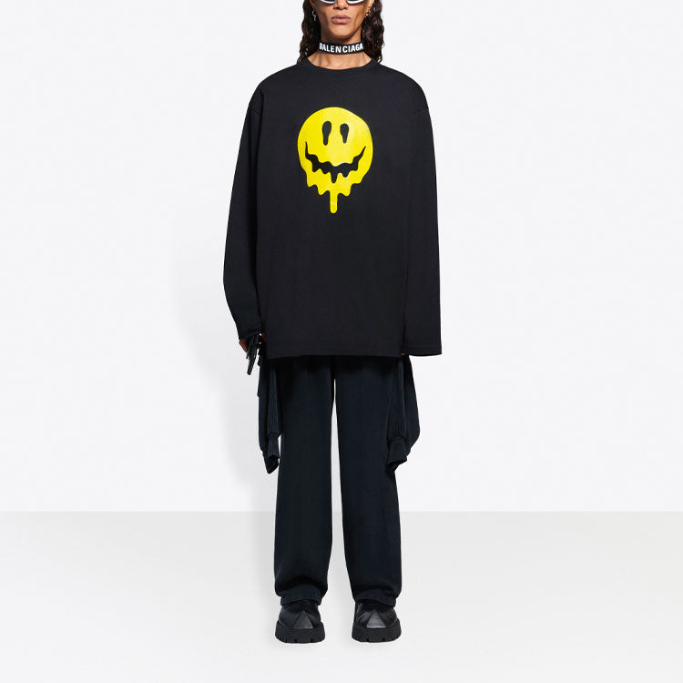 Balenciaga Unisex SS21 Printing Round-neck Swea Black 651796TKVA11012