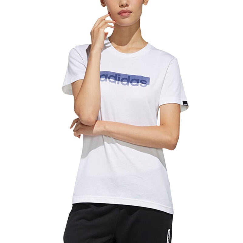 (WMNS) adidas Boxed Logo Graphic T-Shirt Asia Sizing 'White Teal' FM6147