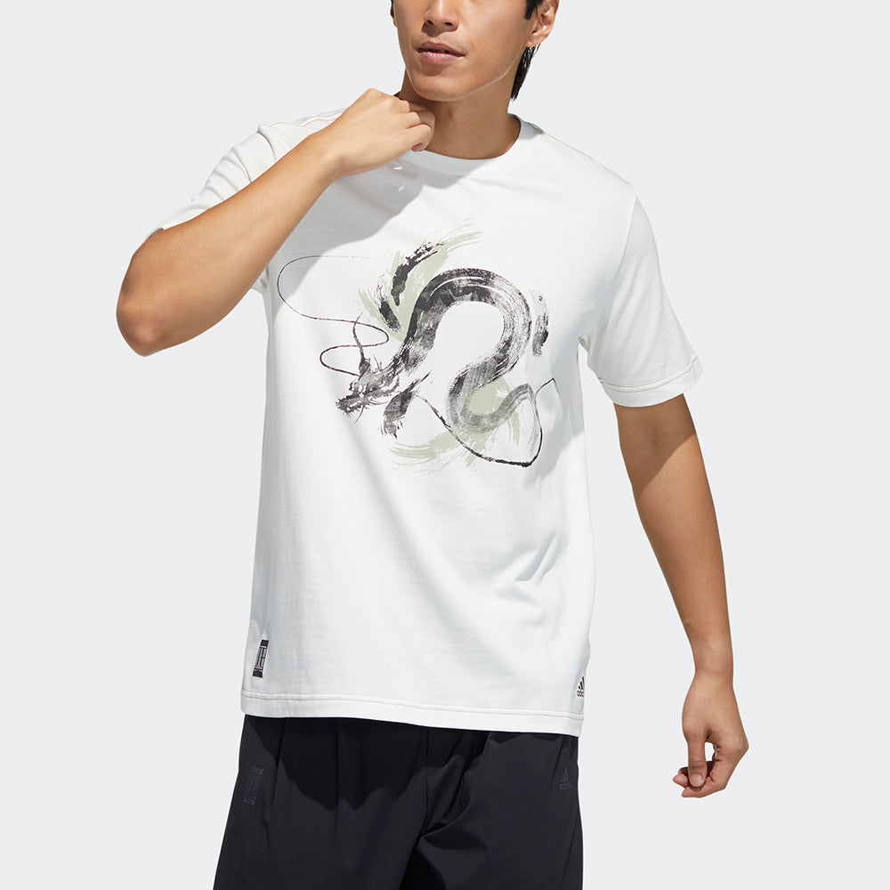 adidas Series WJ T GFX Printing Training Sports Short Sleeve White GP0917
