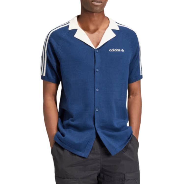 adidas Premium Knitted Tee Asia Sizing 'Blue White' IU0223
